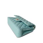 19C Tiffany Blue Caviar Quilted Classic Flap Small Light Gold Hardware - Image 9