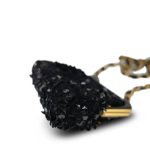 24A Black Sequin Tweed Lambskin Bow Clutch With Chain Aged Gold Hardware - Image 5