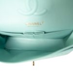 19C Tiffany Blue Caviar Quilted Classic Flap Small Light Gold Hardware - Image 12