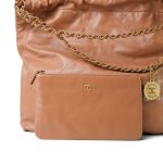 Caramel Calfskin Quilted Medium 22 Hobo Bag Aged Gold Hardware - Image 15
