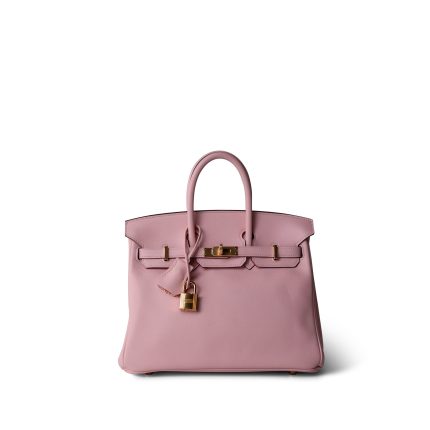Birkin 25 Rose Sakura Swift Gold Plated X Stamp