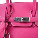 Birkin 25 Rose Tyrien Epsom Palladium Plated [Q] Stamp - Image 17