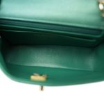 22A Iridescent Green Lambskin Quilted Mini Rectangular Single Flap LGHW - Image 5