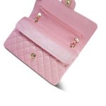19S Iridescent Pink Caviar Quilted Medium Classic Flap Light Gold Hardware - Image 9