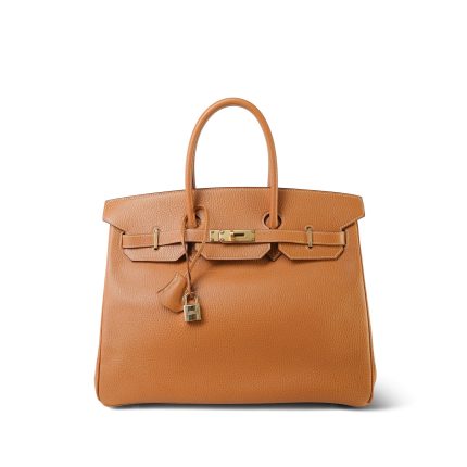 Birkin 35 Fjord Natural Sable Gold Plated B Square Stamp