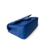 Blue Lambskin Quilted Mini Top Handle Light Gold Hardware - Image 12