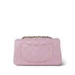 24S Light Pink Lambskin Quilted Mini Rectangular Flap Light Gold Hardware - Image 5