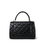 Black Lambskin Quilted Trendy CC Flap Small Light Gold Hardware - Image 4