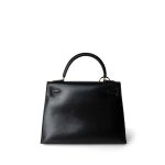 Kelly 28 Sellier Black Box Calfskin Gold Plated Y Circle Stamp - Image 6