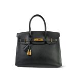 Birkin 30 Noir Epsom Gold Plated C Stamp