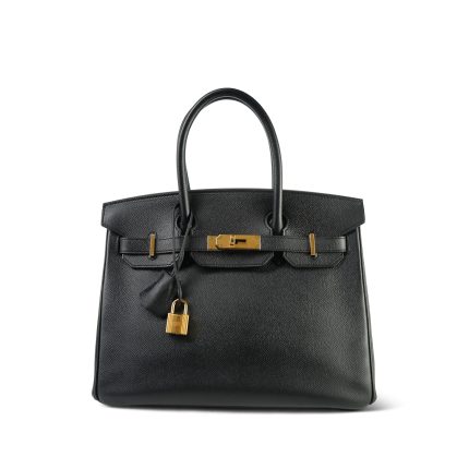 Birkin 30 Noir Epsom Gold Plated C Stamp