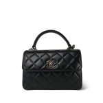 21S Black Lambskin Quilted Small Trendy CC Light Gold Hardware