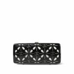 Black White CC Acrylic Minaudiere Box Clutch On Chain Silver Hardware - Image 4