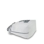 White/Black Terry Cloth Quilted CC Beach Tote with Towel Set - Image 11
