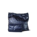 22A Metallic Navy Calfskin Quilted 22 Medium Hobo Bag - Image 3