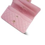 19S Iridescent Pink Caviar Quilted Medium Classic Flap Light Gold Hardware - Image 12