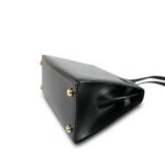 Mini Kelly 20 Black Box Calfskin Gold Plated P Circle Stamp - Image 9