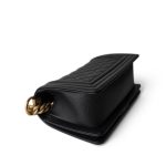 Black Caviar Quilted Small Boy Bag Aged Gold Hardware - Image 14