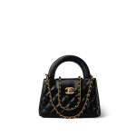 Black Shiny Aged Calfskin Quilted Nano Kelly Shopper Aged Gold Hardware - Image 10