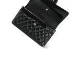 So Black Shiny Crumpled Calfskin Quilted Medium Classic Flap - Image 13