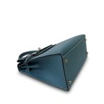 Kelly Sellier 28 Blue Jean Veau Epsom Palladium Plated E Square Stamp - Image 21