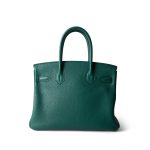 Birkin 30 Malachite Togo Gold Plated T Stamp - Image 9
