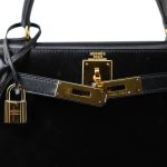 Kelly 28 Sellier Black Box Calfskin Gold Plated Y Circle Stamp - Image 9