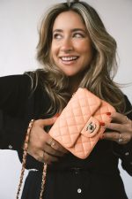 Peach Lambskin Quilted Mini Square Flap LGHW - Image 2