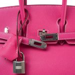 Birkin 25 Rose Tyrien Epsom Palladium Plated [Q] Stamp - Image 14