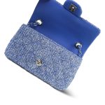 24P Blue White Tweed Quilted Mini Rectangular Flap Silver Hardware - Image 3