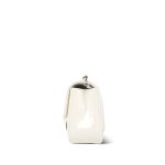 White Patent Camellia Single Flap Bag Silver Hardware - Image 3
