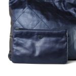 22A Metallic Navy Calfskin Quilted 22 Medium Hobo Bag - Image 17