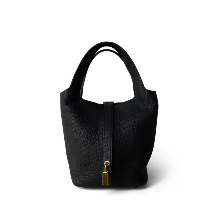 Picotin 18 Lock Bag Noir Taurillon Clemence Gold Plated Z Stamp