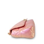 Pink Iridescent Calfskin Quilted 19 Flap Small Mixed Hardware - Image 12