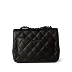 Black Caviar Quilted Mini Square Flap Ruthenium Hardware - Image 3