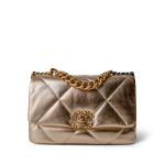 21S Gold Metallic Lambskin Quilted 19 Flap Small MHW - Image 2