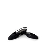 23K Chanel Black Denim Embossed Slingbacks Size 37