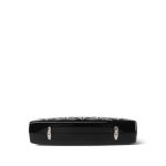 Black White CC Acrylic Minaudiere Box Clutch On Chain Silver Hardware - Image 6