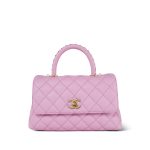 23P Lilac/ Pink Caviar Quilted Small Coco Chain Handle Aged Gold Hardware