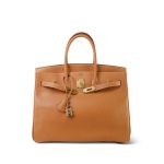 Birkin 35 Fjord Natural Sable Gold Plated B Square Stamp - Image 17