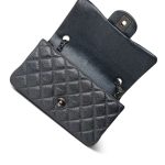 15C Charcoal Glittery Caviar Quilted Mini Rectangular Flap - Image 9