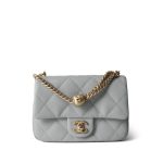 24P Grey Caviar Quilted Sweetheart Mini Flap Aged Gold Hardware - Image 4