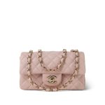 Light Pink Lambskin Quilted Mini Rectangular Flap Light Gold Hardware - Image 12