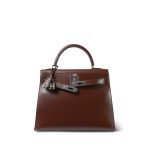 Kelly 28 Brown Box Calfskin Palladium Plated [C] Stamp - Image 9