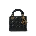 Mini Lady Dior Bag Black Lambskin Cannage Light Gold Hardware