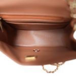 Caramel Lambskin Quilted Square Flap Mini Light Gold Hardware - Image 8