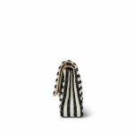 Ivory/Black Striped Coco Sailor Pearl Classic Flap Medium LGHW - Image 3