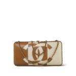 Beige White Lambskin Stitched CC Logo Clutch On Chain LGHW - Image 3