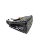23K Black Shiny Aged Calfskin Quilted Nano Kelly Shopper Aged Gold Hardware - Image 11