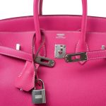 Birkin 25 Rose Tyrien Epsom Palladium Plated [Q] Stamp - Image 15